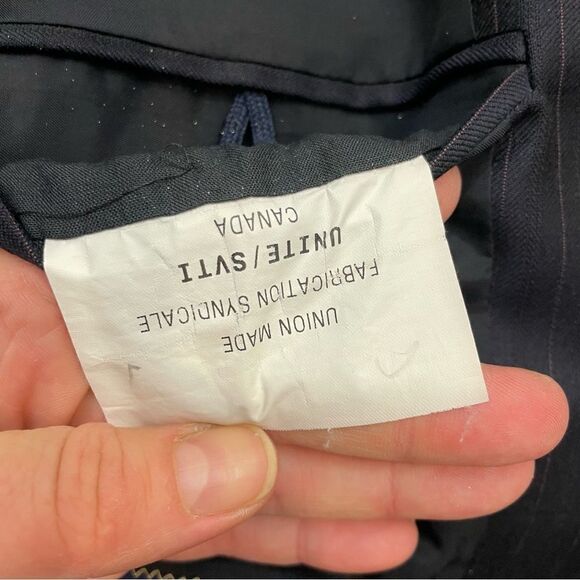 Ermenegildo Zegna Navy Blue Striped Wool Suit Blazer 48R - Picture 5 of 9